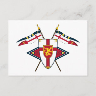 Tarjeta RSVP de Escudo medieval y Banderas