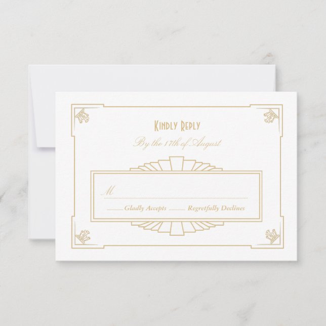 Tarjeta RSVP de estilo Art Deco (Anverso)