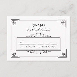 Tarjeta RSVP de estilo Art Deco
