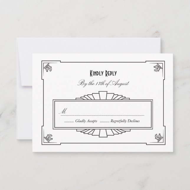 Tarjeta RSVP de estilo Art Deco (Anverso)