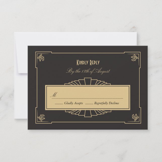 Tarjeta RSVP de estilo Art Deco (Anverso)