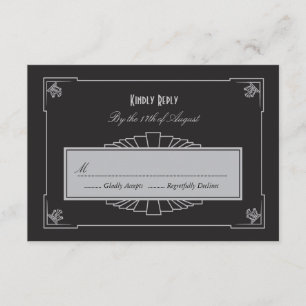 Tarjeta RSVP de estilo Art Deco (Plata)