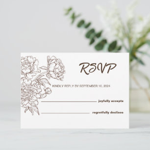 Tarjeta RSVP de estilo elegante con peones marrone