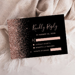 Tarjeta RSVP de estilo moderno Rosa negro para Pur