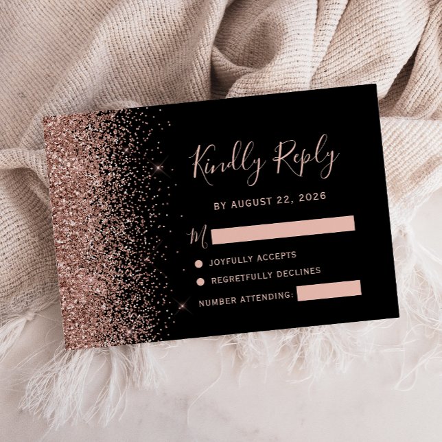 Tarjeta RSVP de estilo moderno Rosa negro para Pur (Subido por el creador)