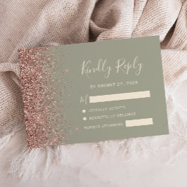 Tarjeta RSVP de estilo moderno Rosa verde oro Purp