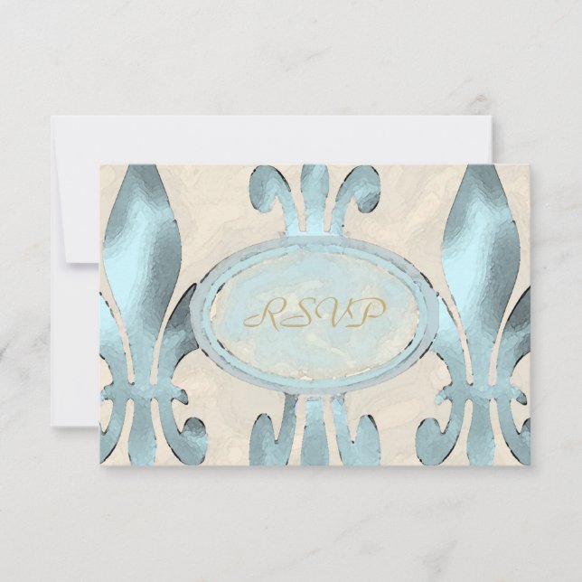 Tarjeta RSVP de estilo vintage Fleur de Lis (Anverso)