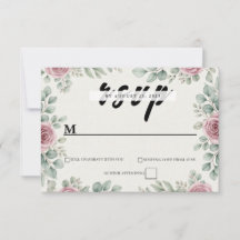Tarjeta RSVP de Eucalipto y Boda Rosa Rusa