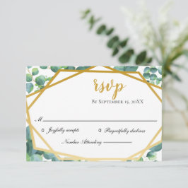 Tarjeta RSVP de Eucalyptus Gold Rustic Wedtic Wedt