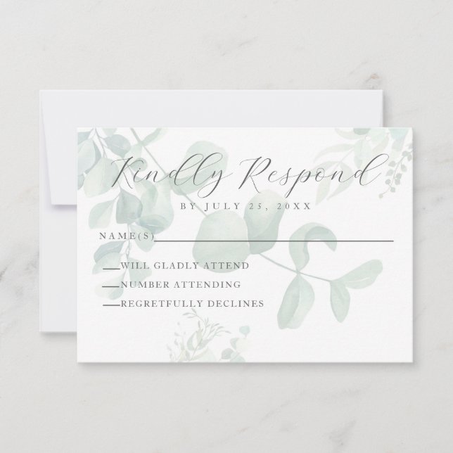 Tarjeta RSVP de Eucalyptus Greenery Wedding (Anverso)