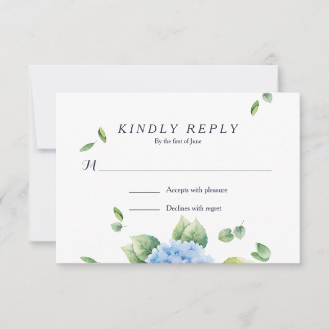 Tarjeta RSVP de Eucalyptus Hydrangea Garden (Anverso)