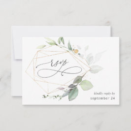 Tarjeta RSVP de Eucalyptus Light Glow Gold con Com