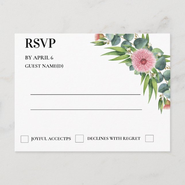 Tarjeta RSVP de Eucalyptus Rustic Greenery Wedding (Anverso)