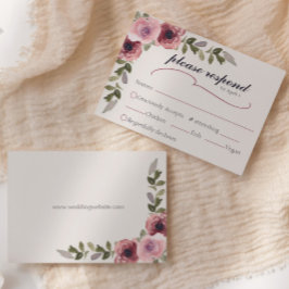 Tarjeta RSVP de eventos de Boda de flores rosadas 
