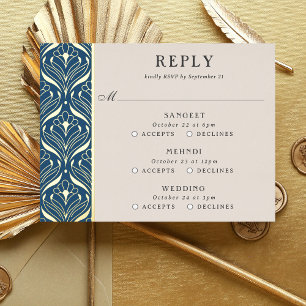 Tarjeta RSVP de eventos múltiples de Boda floral d