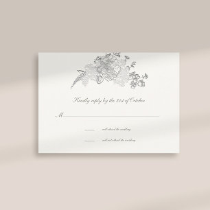Tarjeta RSVP de Falsa Grabado en relieve Peony For