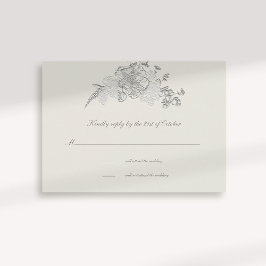Tarjeta RSVP de Faux Grabado en relieve Peony Form