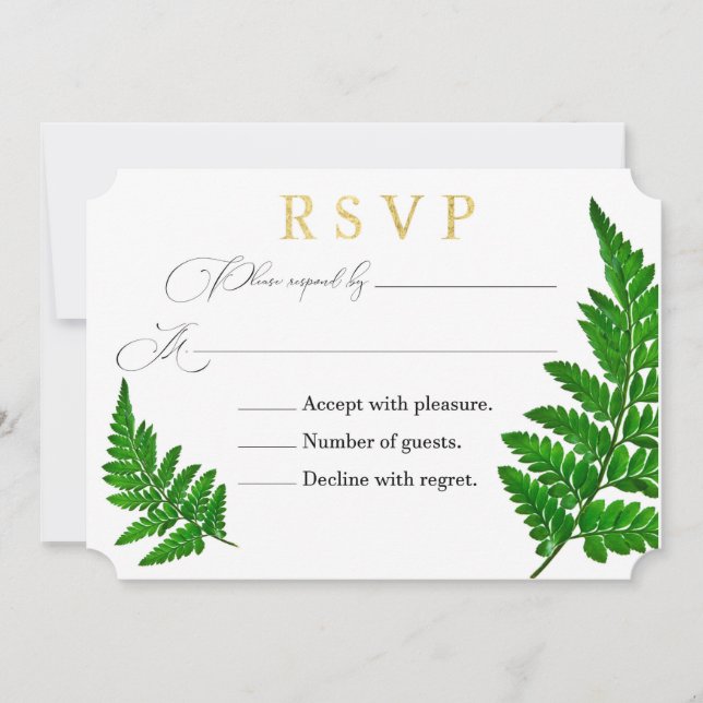 Tarjeta RSVP de Fern de Nueva Zelanda (Anverso)