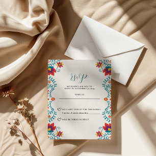Tarjeta RSVP de Fiesta Mexicana Colorida Boda Flor