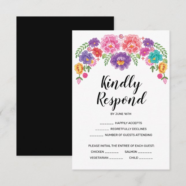 Tarjeta RSVP de Fiesta Wedding (Anverso / Reverso)