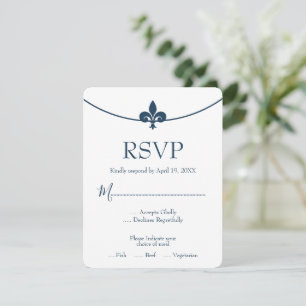 Tarjeta RSVP de Flor Azul Oscuro de Lis Wedding