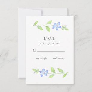 Tarjeta RSVP de flor de color de agua Periwinkle
