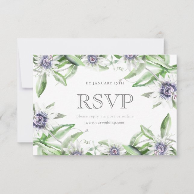 Tarjeta rsvp de flor de pasión (Anverso)
