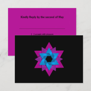Tarjeta RSVP de flor rosa morada azul Star