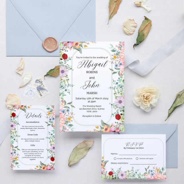 Tarjeta RSVP de Flor silvestre caprichosa (Subido por el creador)