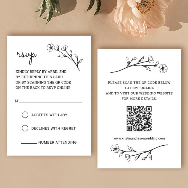 Tarjeta RSVP de Flor Silvestre con código QR (Wildflower RSVP Card with QR Code)