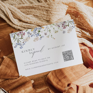 Tarjeta RSVP de Flor Silvestre con código QR Flora