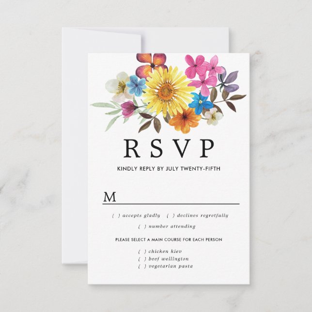 Tarjeta RSVP de Flor Silvestre de Verano, Opciones (Anverso)