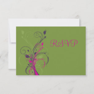 Tarjeta RSVP de floral blanca púrpura verde rosa