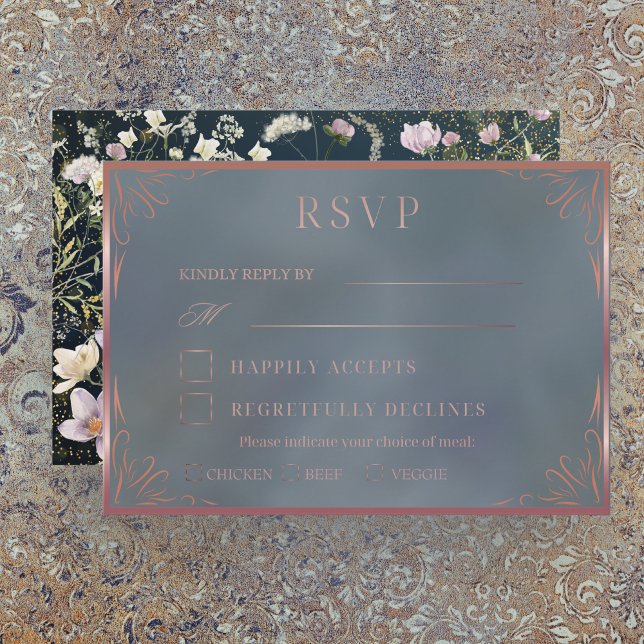 Tarjeta RSVP de Floral Blue Garden Wedding (Subido por el creador)
