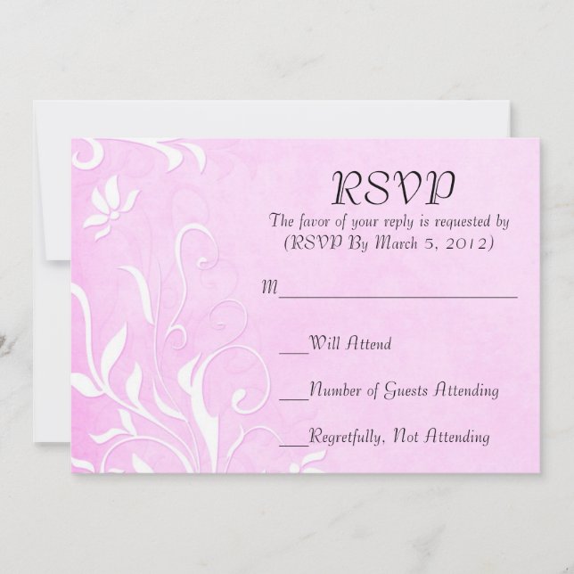 Tarjeta RSVP de Floral Violeta Ligera de Lujo Eleg (Anverso)