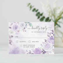 Tarjeta RSVP de Florals de color púrpura de lavand