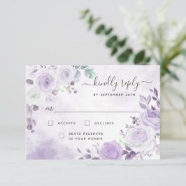 Tarjeta RSVP de Florals de color púrpura de lavand