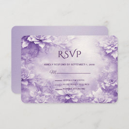 Tarjeta RSVP de Flores Blancas Púrpura