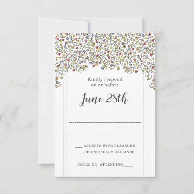 Tarjeta Rsvp de Flores Chuppah Románticas y sobre (Anverso)