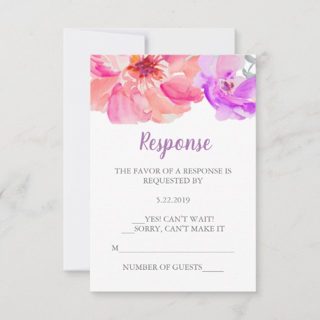 Tarjeta RSVP de Flores de Agua (Anverso)