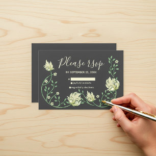 tarjeta rsvp de flores de arte de bonito