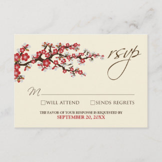 Tarjeta RSVP de flores de cerezo (arándano)