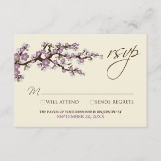 Tarjeta RSVP de flores de cerezo (lavanda)