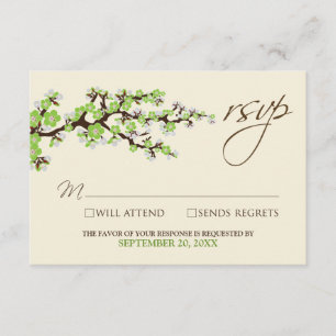 Tarjeta RSVP de flores de cerezo (manzana verde)