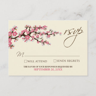 Tarjeta RSVP de flores de cerezo (rosa)