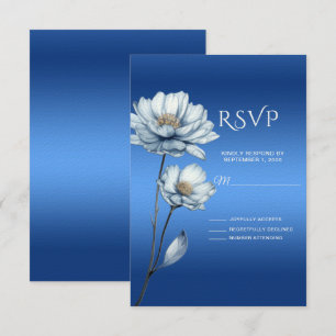 Tarjeta RSVP de Flores de color de agua azul