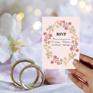 Tarjeta RSVP de Flores de color de agua de boho ro