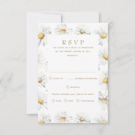 Tarjeta RSVP de Flores de margarita blanca para Bo
