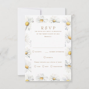 Tarjeta RSVP de Flores de margarita blanca para Bo