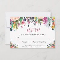 Tarjeta RSVP de Flores Florales de Acuarela